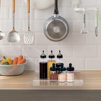 Modern Acrylic Ottoman Tray with Cutout Handles, Acrylic Serving, Organizer Decorative for Living Room, Bedroom,Bathroom and Kitchen Tabletop (Clear, 11x14 Inch)