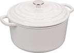 Enameled Cast Iron Dutch Oven Pot with Lid, for Sourdough Bread Baking, Round Dutch Ovens, 4.5 Quart, White