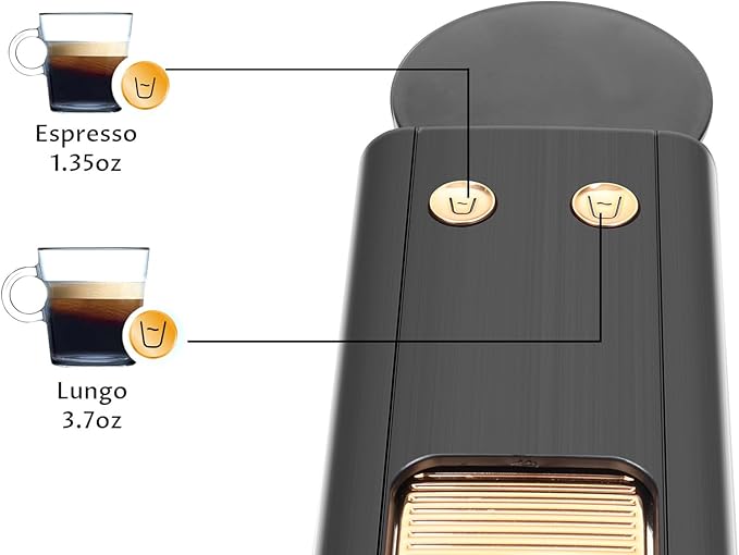 Black Espresso Machine for Nespresso Compatible Capsule, Single Serve Coffee Maker Programmable for Espresso Pods, Premium Italian 20 Bar High Pressure Pump ，Mini Coffee and Espresso Machine