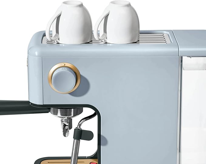 Beautiful 20-Bar Slim Espresso Machine | Single & Double Shot Programmable Brewing, Compact 4.7-in Width, Stainless Cup Warmer, Auto Shut-Off, 50 oz Tank (Cornflower Blue)
