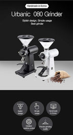 Urbanic 080 Electric Coffee Grinder (110~220v) / flat Titanium burr 60mm / Fine-setable in 100 steps (Black) / (Made in Korea)