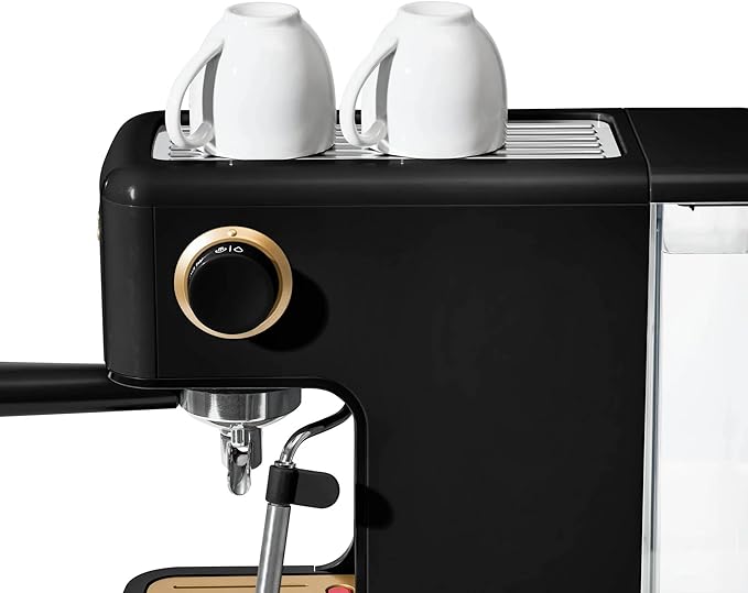 Beautiful 20-Bar Slim Espresso Machine | Single & Double Shot Programmable Brewing, Compact 4.7-in Width, Stainless Cup Warmer, Auto Shut-Off, 50 oz Tank (Black Sesame)
