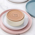 AmorArc Ceramic Dinnerware Set for 4 | Handpainted Stoneware Plates and Bowls with Rustic unglazed terracotta | Scratch Resistant, Dishwasher & Microwave Safe Dishes Sets- 12-Pcs Colorful