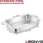 Leonyo Stainless Steel Baking Trays, 9.3 x 7 Inch Bakeware Cake Pan, Rectangle Lasagna Pan for Commercial Kitchen, Focaccia Bread, Casserole Dish - 2 Inch Deep