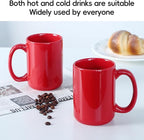 Smilatte 16 OZ Porcelain Coffee Mugs, Classic Blank Ceramic Cup with Large Handle for Tea Latte Cappuccino, Set of 4, Red