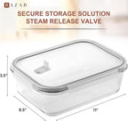 Razab 2700 ml / 92 Oz Large Glass Food Storage Containers with Vented Lids, BPA Free, Snap Locking Airtight & Leakproof Lids - Ideal for Baking, Casserole & Roasting - Freezer, Microwave & Oven Safe