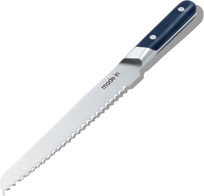 Made In Cookware - 9" Inch Bread Knife France - Full Tang With Harbour Blue Handle