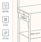HOOBRO Bakers Rack with Power Outlet and LED Light, 6-Tier Microwave Stand with Wire Baskets, Coffee Bar Station, Kitchen Utility Storage Shelf with 4 Hooks, Rustic Brown and Black BF64UDHB01