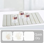 Large Stone Dish Drying Mats for Kitchen Counter, 24"(L)×16"(W) Quick Dry Collapsible Dish Drying Mat with Towel Sanding Absorbent Diatomaceous Earth Mat for Dishes Bottles Cups, Match Any Countertop