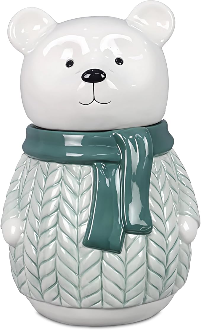 Young's Inc Ceramic Frosty Winter Goodie Jar