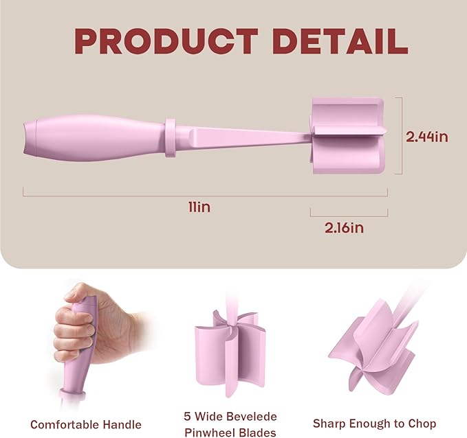 Meat Chopper, Hamburger Grinder, Premium Heat Resistant Smasher for Ground Beef, Burger Grinder Nylon Potato Mix Tool-Pink