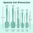 Coukre Silicone Spatula Set of 5,High Temperature Resistant, Food Grade Silicone, Dishwasher Safe, for Baking, Cooking (Pure Aqua Green)