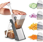 5-in-1 Safe Mandoline Slicer – Compact Foldable Vegetable & French Fry Cutter Mandoline Food Slicer Adjustable Thickness from 0.1 to 8mm for Kitchen, Ideal for Fruits, Vegetables, and Potatoes