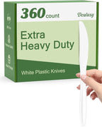 360 Count Extra Heavy Duty White Plastic Knives Disposable, BPA-Free, Heat Resistant, Solid and Durable Disposable Knives Bulk, Premium Plastic Knives heavy duty for Party Supply