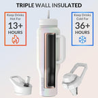 Coldest Tumbler with Handle and Straw Lid | 3 Lids Insulated Reusable Stainless Steel Water Bottle Travel Mug | Gifts for Women Him Her | Limitless Collection (46 oz, Cosmic Ice Glitter)