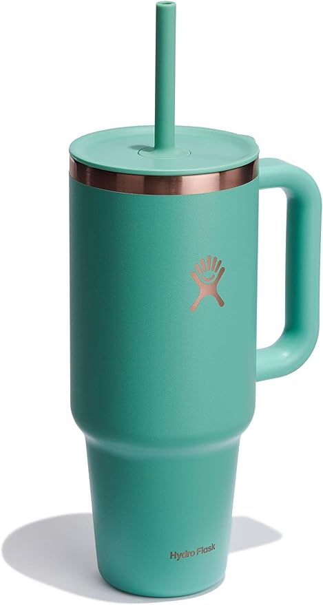 Hydro Flask 40 Oz Travel Tumbler with Handle, Lid and Straw - Insulated Stainless Steel in Thyme Rose Gold