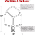 5-6QT Stainless Steel Flat Beater for KitchenAid Stand Mixer, Kitchen Aid Paddle Attachment Accessories/No coating/Dishwasher Safe Replacement for kitchenaid Professional 5 Plus and 600 Series Mixer