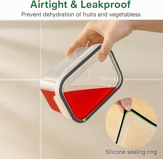 5 Set Fruit Storage Containers for Fridge with Colanders Dishwasher Safe, Leakproof Fruit and Vegetable Storage BPA-Free Plastic, Produce Storage Keep Berry Fruit Veggie Meat Fresh