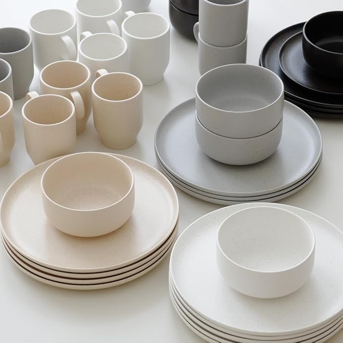 WENSHUO Dinner Plates Set of 6, Chip and Scratch Resistant (Sandstone Gray, 10.5 Inch)