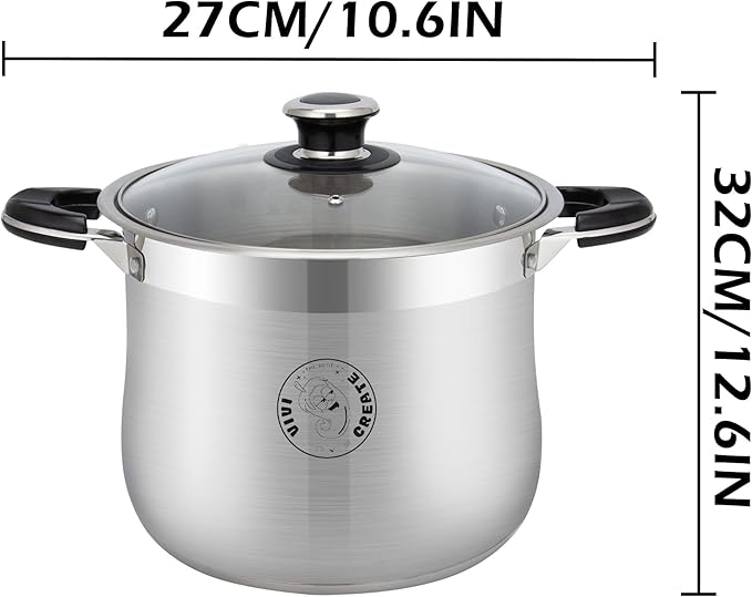 Vivicreate Stainless Steel Stock Pot with Lid for Induction Cooking Boiling Pasta Stew Soup Large Capacity Cookware with Handles for Kitchen Spaghetti Olla Olla de Acero Inoxidable (22.5 QT)