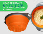 Comfify 2 pcs Colander Set, Collapsible Colanders, Sink Strainers for Kitchen, 2 & 3 qt / 8" & 9.5" Size, Orange