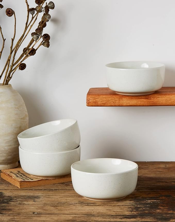 famiware Milkyway Cereal Bowl, Soup Bowls for 6, 25 Ounce Bowls Set for Kitchen, Bowl Set for Cereal Soup Rice Pasta Salad Oatmeal, White