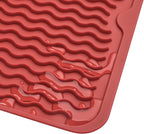 Silicone Dish Drying Mat for Multiple Usage,Easy clean,Eco-friendly,Heat-resistant Silicone Mat for Kitchen Counter or Sink,Refrigerator or Drawer liner Red M 12 inches x 12 inches