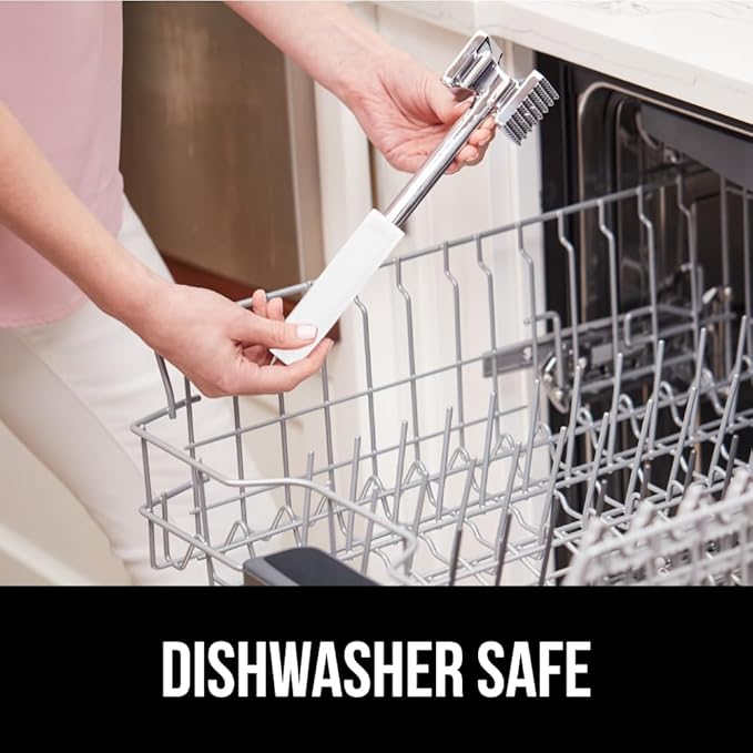 GORILLA GRIP Patented Dual-Sided Meat Tenderizer, Heavy Duty Kitchen Mallet with Soft Handle, Spiked Side Tenderizes and Smooth Flattens, Maximize Food Flavor, Commercial Grade Chicken Pounder, White