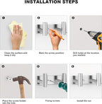 VAEHOLD Silvery Hat and Coat Wall Mount Rack - 5 Hooks for Robes, Bags, Keys, and Towels - Bathroom Towel Hanger Organizer (1 Pack)