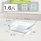NUTRIUPS 1.7QT Glass Baking Pan, Square Baking Dish for Oven