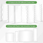 10 PCS Cake Scraper Smoother Set, Acrylic Cake Smoother For Icing 6PCS with 11 Patterns Edge and 4 Soft Plastic Cake Frosting Smoother Scraper, Icing Smoother For Cream Cake Decorating