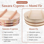 TIKUSAN Wooden Hangiri Sushi Rice Mixing Tub PP Band with Lid Made in Japan Made of Momi Fir Sushi Rice Bowl Sushi Oke (11.8" (30cm))