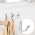 Self Adhesive Coat Hooks for Hanging: Heavy Duty Stainless Wall Hook for Towel, Backpack, Hat, Sturdy Metal Hanger for Bathroom, Bedroom, Door, Brushed Nickel 4 Pack