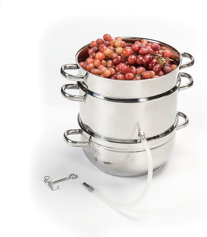 Lehman's Mehu-Maija Steam Juicer, 11 Quart Stainless Steel with Lid, Hose, Clamp, Loop Handles, Multipot Cookware for Making Juices, Jelly, Sauces