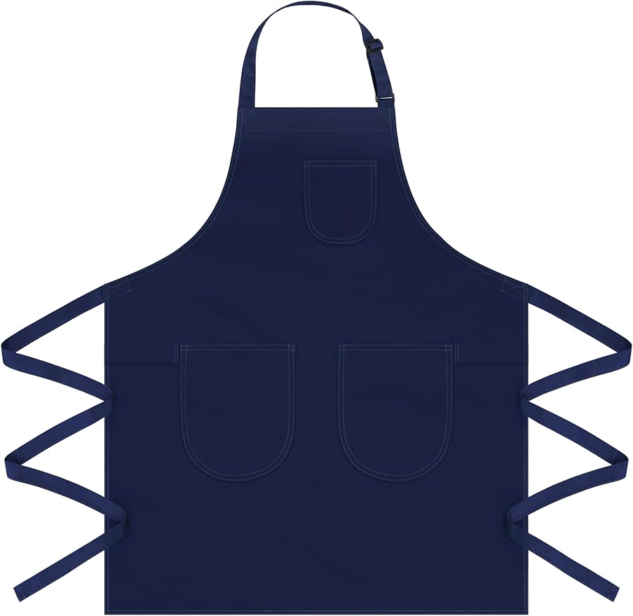 Unisex Apron with Pockets for Cooking, Salon & Art - 100% Cotton Adult Kitchen, Chef, Stylist Apron