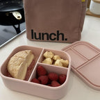 Ali+Oli Silicone Bento Box (Blush) Lunch Box for Kids, Toddlers, Preschoolers & Adults | BPA-Free and Spill-Proof | Ideal for School, and On-the-Go Meals| Perfect for Lunch, Snacks, and Meals
