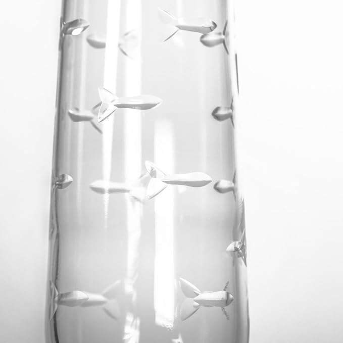 Rolf Glass School of Fish 8.5oz Stemless Champagne Flute Glasses | Toasting Flute Glasses | Lead-Free Glass | Etched Flute Glasses | Proudly Made in the USA (Set of 4)