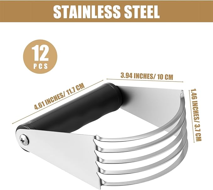 LemonRoad 12 Pcs Large Dough Blender for Baking Bulk Heavy Duty Pastry Cutter Tool Stainless Steel Dough Cutter Butter Masher Flour Beater with Thick Blade Dishwasher Safe for Easy Mixing Kitchen