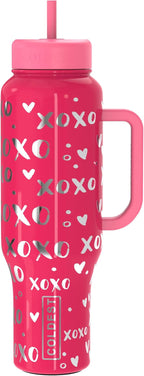 Coldest Tumbler with Handle and Straw, 100% Leak Proof Insulated Tumbler with Lid and Straw (3 Lids), Stainless Steel Tumblers for Women & Men, Cup Holder Friendly, 46 oz (Moonlight Hearts)