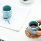 Ceramic Espresso Cups Set of 2 or 4-3oz Demitasse Cups for Coffee & Tea, No Handles, Durable & Dishwasher Safe (blue, 4)