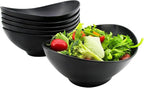 JOYMAY Oval Salad Bowls Set, 34oz Serving Bowls for Kitchen 8.8" Large Bowls for Soup, Oatmeal, Pasta, Snacks, Deep Soup Bowls Set for Salad, Fruit, Vegetable, Ramen, 6PC-Black