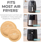 KITCHEN GENIE BPA-Free Air Fryer Liners Disposable, 100 PCS, Non-Stick Oil Proof Parchment Paper Sheets for Easy Clean Cooking, Fits 5-8 QT Basket, Microwave, Toaster Oven, Free of Bleach, 8 In Round