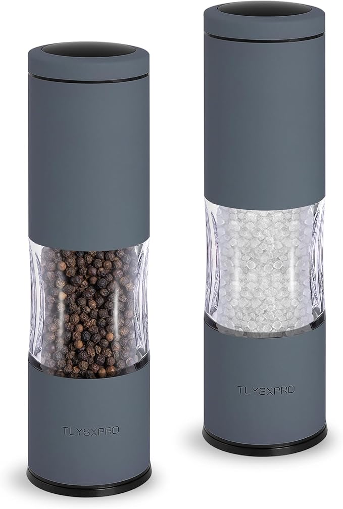 Salt and Pepper Grinder Set with Adjustable Coarseness | Manual Pepper Mill Grinder with Refillable Design | Ceramic Core | Kitchen Essential (2 Packs, Blue-Grey)