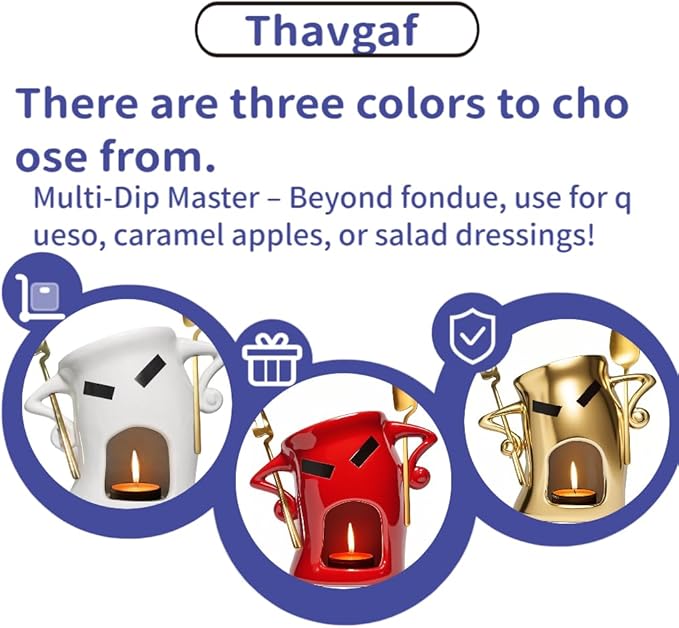 Ceramic Fondue Cup Set w/Built-In Fork & Spoon - Mini Chocolate/Cheese Fondue Mug | Microwave & Dishwasher Safe | Compact Gift-Ready (White)