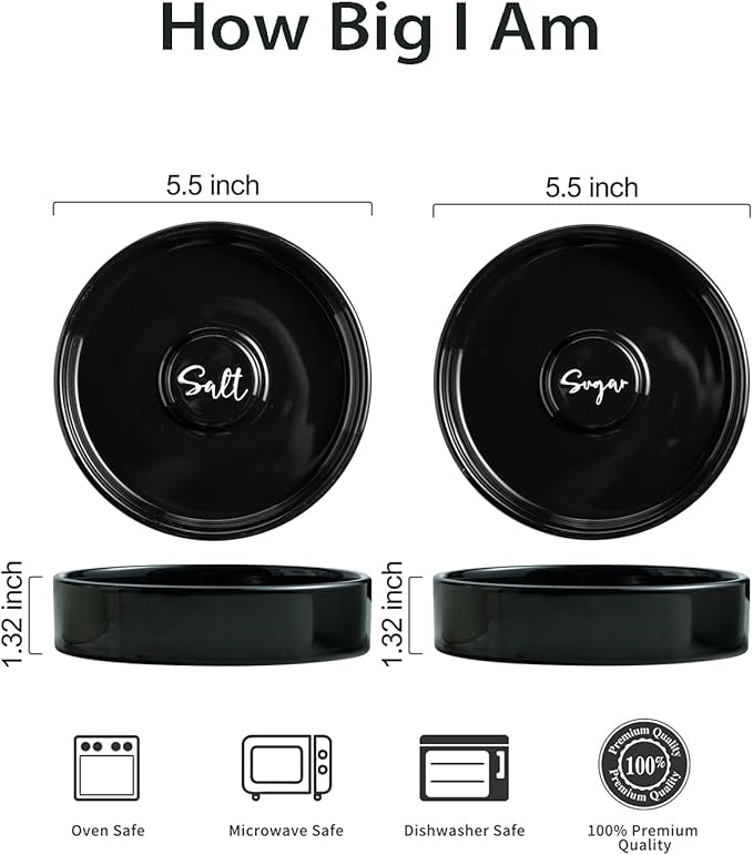 Bar Glass Rimmer for Margarita and Cocktail, Ceramic Salt Sugar Glass Rimmer Sugar Container for Cocktails Home Bar Accessories Set of 2, Black