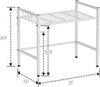 Microwave Stand Countertop, 2-Tier Adjustable Metal Oven Rack with 4 Hooks, Heavy Duty Carbon Steel Organizer Shelf for Microwave/Oven/Toaster, Kitchen Storage (White, 2-Tier)