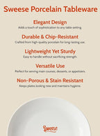 Sweese Porcelain 11 Inch Dinner Plates Set of 6 - White Dinner Plates - Dishwasher, Microwave, Oven Safe, Scratch Resistant