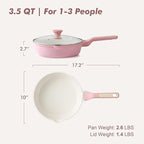 SENSARTE Nonstick Ceramic Skillet with Lid 10-inch, 3.5QT Non Toxic Deep Frying Pan, Saute Pan with Lid, Stay-cool Handle, Healthy Cooking Pot, Induction Compatible, Pink