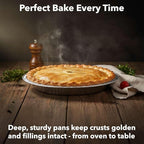 125-Pack 9 5/8" Foil Pie Pans - Deep 1 3/16" Disposable Aluminum Pie & Tart Pans with Full Curl Rim - For Commercial Baking, Batch Cooking, Freezer Storage & Retail Packaging