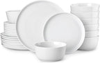 MALACASA 24 Pieces Gourmet Porcelain Dinnerware Sets, Premium Plates and Bowls Set, High-Fired Ceramic Dishes Set for 8, Chip & Scratch Resistant, Microwave Dishwasher Safe, White, Series LEXI